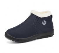 Generisch Stivali invernali da donna High Top con fodera in pile, slip on per le intemperie, comodi e caldi, stivaletti occidentali per stivali da donna, scarpe foderate, Blu, 37 EU