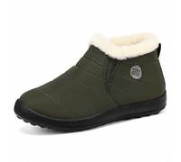 Generisch Stivali invernali da donna High Top con fodera in pile, slip on per le intemperie, comodi e caldi, stivaletti occidentali per stivali da donna, scarpe foderate, verde, 46 EU