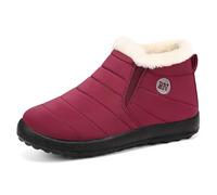 Generisch Stivali invernali da donna High Top con fodera in pile, slip on per le intemperie, comodi e caldi, stivaletti occidentali per stivali da donna, scarpe foderate, Colore: rosso, 44 EU
