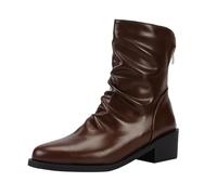 Generisch Stivali invernali da donna, in pelle, da donna, invernali, alla moda, con chiusura lampo, al centro del polpaccio, con temperamento, bellissimi stivali, marrone, 38 EU