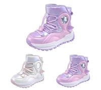 Generisch Stivali invernali da ragazza, 35, stivali da neve, eleganti e belli, con suola spessa, con coulisse regolabile, impermeabili, antiscivolo, foderati, Lilla, 36 EU