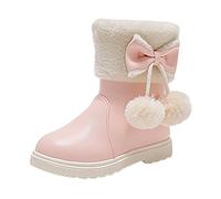 Generisch Stivali invernali da ragazza in pelle, stivali invernali in peluche con fiocco, eleganti e belli, in pelle, caldi e alti, con chiusura lampo, comodi stivali termici, Colore: rosa., 37 EU