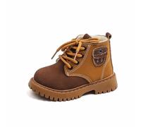 Generisch Stivali invernali eleganti per ragazzi con caldo pile semplice cerniera laterale per il comfort dei bambini nella stagione fredda resistente e casual, marrone, 29.5 EU
