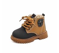 Generisch Stivali invernali eleganti per ragazzi con caldo pile semplice cerniera laterale per il comfort dei bambini nella stagione fredda resistente e casual, Nero , 27 EU