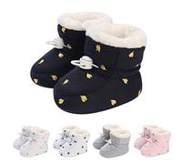 Generisch Stivali invernali per bambini, con morbida imbottitura, in pile, caldi, comodi, con suola morbida, in cotone, graziosi e belli, con ricamo, modello Bootie, Blu scuro, 22 EU