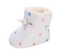 Generisch Stivali invernali per bambini, con morbida imbottitura, in pile, caldi, comodi, con suola morbida, in cotone, graziosi e belli, con ricamo, modello Bootie, beige., 22 EU