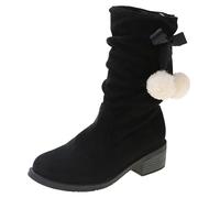 Generisch Stivali natalizi da donna 2027 con decorazioni da palla di neve, stivali medi, Nero , 39 EU