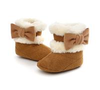 Generisch Stivali per bambini e bambine, scarpe per neonati, scarpe invernali da neve, bowknot slip, suola morbida, calda per neonati, prewalker Booties, marrone, 20.5 EU