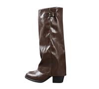 Generisch Stivali sopra il ginocchio da donna in pelle - Slouchy Boots temperamatite punta punta alta al ginocchio stivali alti stivali lunghi ginocchio stivali invernali caldi comodi, caffè, 39 EU