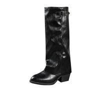 Generisch Stivali sopra il ginocchio da donna in pelle - Slouchy Boots temperamatite punta punta alta al ginocchio stivali alti stivali lunghi ginocchio stivali invernali caldi comodi, Nero , 39 EU