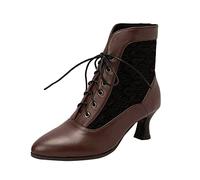 Generisch Stivali sopra il ginocchio da donna Shark Boots stivaletti da donna invernali alla moda elegante pizzo cava punta comoda allacciatura anteriore, marrone, 42 EU