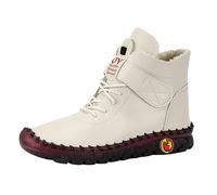 Generisch Stivali sopra il ginocchio Donne Shark Boots Inverno Grande Commercio Estero Donne Scarpe Stringate Peluche Caldo Interno Breve Stivali Per Le Donne, bianco, 41 EU