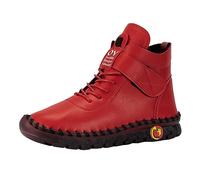 Generisch Stivali sopra il ginocchio Donne Shark Boots Inverno Grande Commercio Estero Donne Scarpe Stringate Peluche Caldo Interno Breve Stivali Per Le Donne, Colore: rosso, 42 EU