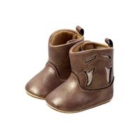Generisch Stivali western in pelle cowboy bootie suola morbida antiscivolo presepe scarpe per neonati neonato ragazze ragazzi neonati, marrone, 22 EU