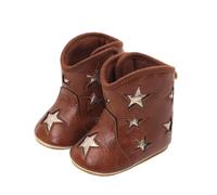 Generisch Stivali western in pelle cowboy bootie suola morbida antiscivolo presepe scarpe per neonati neonato neonato bambino ragazze ragazzi neonati impermeabili bambino, marrone, 23 EU