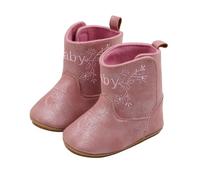 Generisch Stivali western in pelle cowboy bootie suola morbida antiscivolo scarpe presepe per neonato neonato bambino ragazze ragazzi neonato pelle di agnello bambino scarpe, Colore: rosso, 20.5 EU