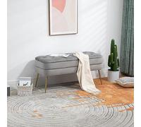 Generisch Storage Pouf, Bedroom End Bench, Upholstered Fabric Storage Pouf with Safety Hinge, Entryway Padded Footstool, Pouf Bench for Living Room & Bedroom