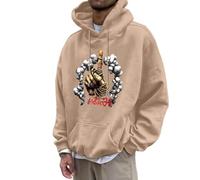 Generisch Streetwear Felpa con cappuccio da uomo con morbido tessuto misto, tasca frontale regolabile, pratica coulisse ideale per la moda, cachi, L