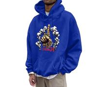 Generisch Streetwear Felpa con cappuccio da uomo con morbido tessuto misto, tasca frontale regolabile, pratica coulisse ideale per la moda, Blu, 3XL