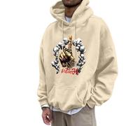 Generisch Streetwear Felpa con cappuccio da uomo con morbido tessuto misto, tasca frontale regolabile, pratica coulisse ideale per la moda, beige., S