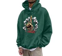 Generisch Streetwear Felpa con cappuccio da uomo con morbido tessuto misto, tasca frontale regolabile, pratica coulisse ideale per la moda, verde, XXL