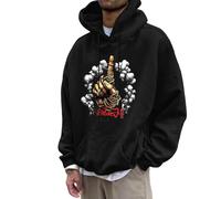 Generisch Streetwear Felpa con cappuccio da uomo con morbido tessuto misto, tasca frontale regolabile, pratica coulisse ideale per la moda, Nero , 3XL