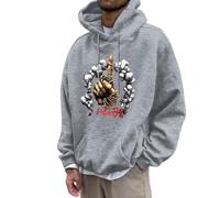 Generisch Streetwear Felpa con cappuccio da uomo con morbido tessuto misto, tasca frontale regolabile, pratica coulisse ideale per la moda, grigio chiaro., M