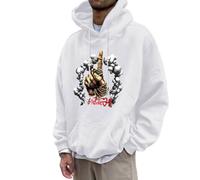 Generisch Streetwear Felpa con cappuccio da uomo con morbido tessuto misto, tasca frontale regolabile, pratica coulisse ideale per la moda, bianco, XXL