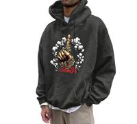 Generisch Streetwear Felpa con cappuccio da uomo con morbido tessuto misto, tasca frontale regolabile, pratica coulisse ideale per la moda, grigio scuro, L