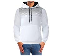 Generisch Streetwear - Felpa con cappuccio, da uomo, per le mezze stagioni, slim sport, stile casual, fitness, allenamento, inverno, primavera, bianco, L