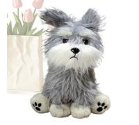 Generisch Stuffed Animal Dog, Interactive Plush Schnauzer Toy, Soft Sleeping Companion, Cuddly Stuffed Doll for Boys Girls Teens Adults and Gift Giving, 9,84 pollici, White Grey