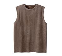 Generisch Summer Tops - Canottiera da uomo, senza maniche, per palestra, sport, da uomo, per il fitness, da uomo, marrone, L