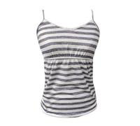 Generisch Summer Tops Sexy 2000s Vintage Spaghettiträger Tops Y2K Cropped Camisole Top Slim Fit Canotta senza maniche Casual Dolce A Righe/Pizzo/Lacci Streetwear per feste Emo Grunge, grigio., m