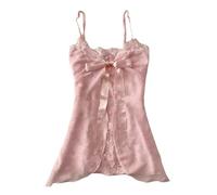 Generisch Summer Tops Sexy 2000s Vintage Spaghettiträger Tops Y2K Cropped Camisole Top Slim Fit Canotta senza maniche Casual Dolce A Righe/Pizzo/Lacci Streetwear per feste Emo Grunge, Colore: rosa., s
