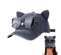 Generisch Sun Hat with Cat Ear - Baseball Hat | Sun Protection Girl Cap with Cat Ear | Adjustable Breathable Summer Sun Sun Hat | Cats Ears Baseball Hats Cap for Girls for Sports, Camping Traveling