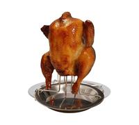 Generisch Supporto per Barbecue per lattine di Birra di Pollo, in Acciaio, Supporto Verticale con vaschetta di Raccolta per Campeggio, Feste, ristoranti e grigliate a casa
