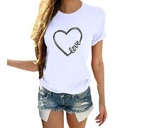 Generisch T abbinamento pentole San Valentino Camicie da donna per coppie Stampa d'amore Camicetta corta Regali per coppie Manica Camicetta per le donne, bianco, L