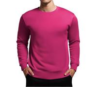 Generisch T-shirt da uomo bianca a maniche lunghe da uomo in cotone, girocollo, taglie grandi, in tinta unita, basic felpa da jogging classica, maglione casual, senza cappuccio, Rosso anguria., xxl