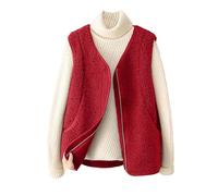 Generisch Tabella delle taglie da donna 2024 Spring and Autumn New Korean Version Of Imitation Lamb Wearing Vest Vest Soffice, Colore: rosso, XL