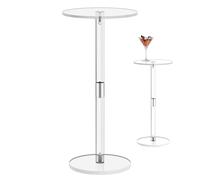 Generisch Tabella per bevande acriliche - Tavola laterale per drink | Clear Small Round End Desk, snack, telefoni e caffè, regolabile moderno e trasparente acrilico laterale desk portatile per