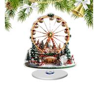 Generisch Table Centerpiece - 2D Ferris Wheel Decor | Christmas Table Decor Ornaments with Rotating Base, Festive Tree Design, materiale reliable for Winter Party Holiday Fireplace Accents