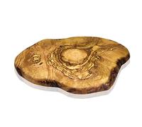 Generisch - Tagliere in legno di ulivo, pezzo singolo, ovale, 1,01 kg, 28-32 (EU), non poroso, resistente agli odori, sostenibile, venatura unica, tagliere da portata, regalo