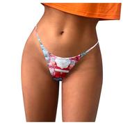 Generisch Tanga da donna Natale perizoma Merry Christmas Slip Coquette Hipster Traspirante Slip Xmas Underwear Sexy Thong Biancheria intima erotica, A-rosso, L