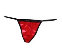 Generisch Tanga di raso di lusso, sexy senza lasciare traccia, pantaloni traspiranti seducenti a vita bassa cavallo puro cotone, Colore: rosso, M