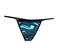 Generisch Tanga di raso di lusso, sexy senza lasciare traccia, pantaloni traspiranti seducenti a vita bassa cavallo puro cotone, Blu, M