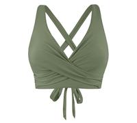 Generisch Tankini da donna con lacci e ferretto, copertura completa, push-up, con allacciatura sulla schiena per una tenuta perfetta e un comfort perfetto, verde militare, S