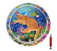 Generisch Tapis de Jeu D'eau Pour Chats - Mat de Biliardo | 35,43 Pouces PVC | Coussin Rafraîchissant Interactif Avec Pompe à Air, Jouet d'Été Pliable, Idéal Tapis de Jeu D'eau Pour Chats et Chiens