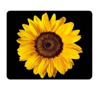 Generisch Tappetino a forma di girasole nero e giallo, individuale, di alta qualità, lavabile, con base in gomma, piccolo cuscinetto (nero, 24 x 20 x 0,3 cm)
