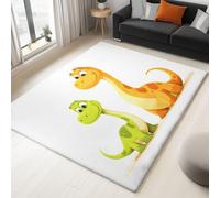 Generisch Tappeto a pelo corto, morbido e sintetico, antiscivolo, lavabile, per soggiorno, camera da letto, motivo: dinosauri, per ingresso, studio, bianco, 140 x 200 cm