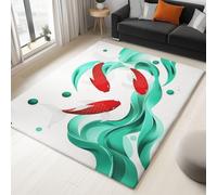 Generisch Tappeto bianco lavabile per soggiorno, 60 x 90 cm, disegno a inchiostro: tre koi carpa Rugs for Living Room morbido antiscivolo Tepich a pelo corto per camera da letto Carpet for bedroom